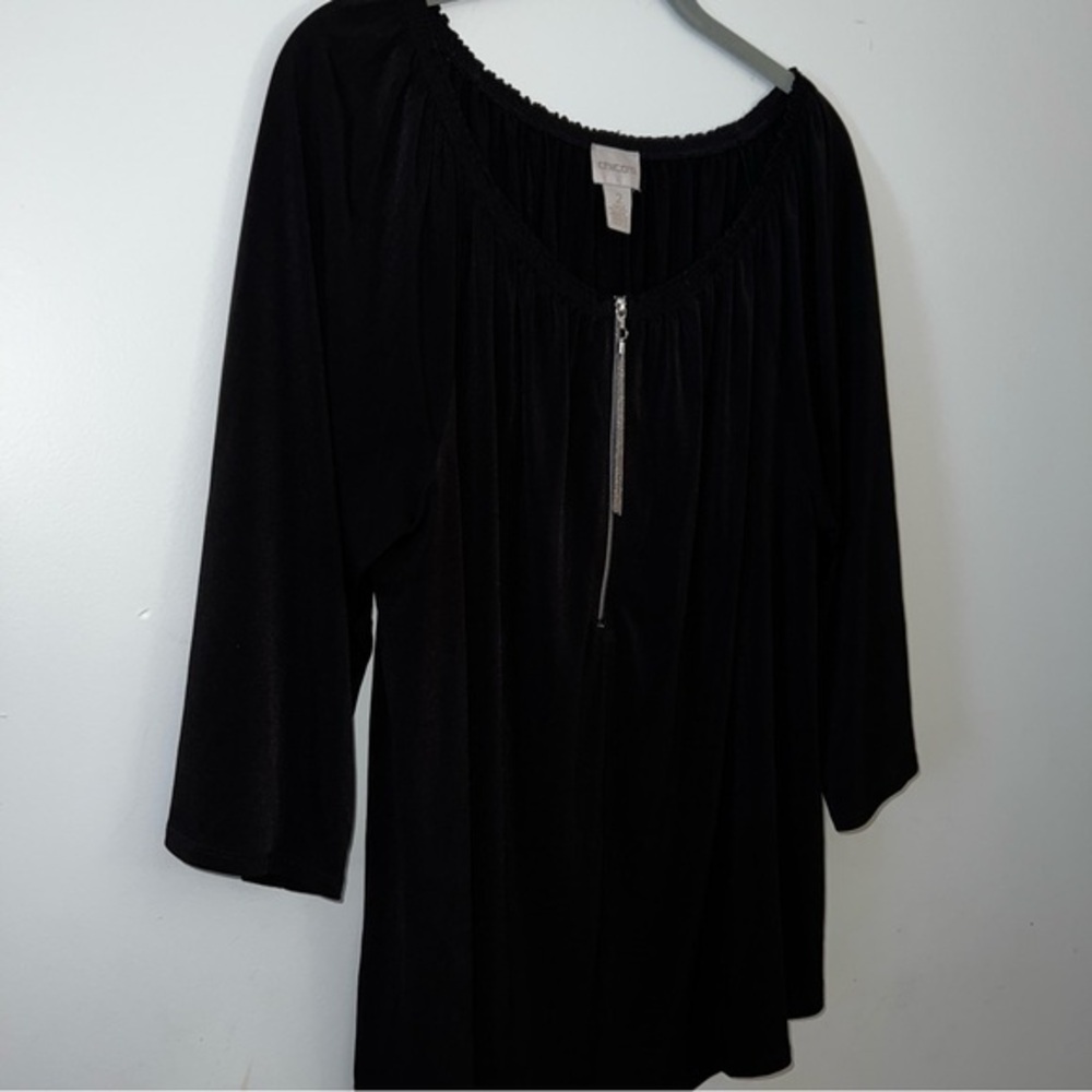 Chico's Black Ruched Relaxed Blouse
